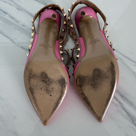 Valentino Pink Leather Gold Rockstud T-Strap Pumps Size 41 EU, 11 US - Picture 9 of 14